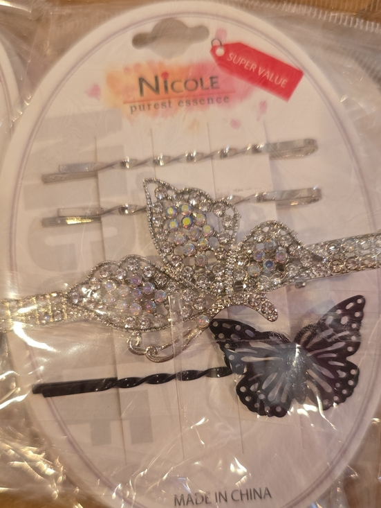 BULK Nicole Black Floral Hair Clip/barette Value Pack with Gold & Silver Accents main image 3
